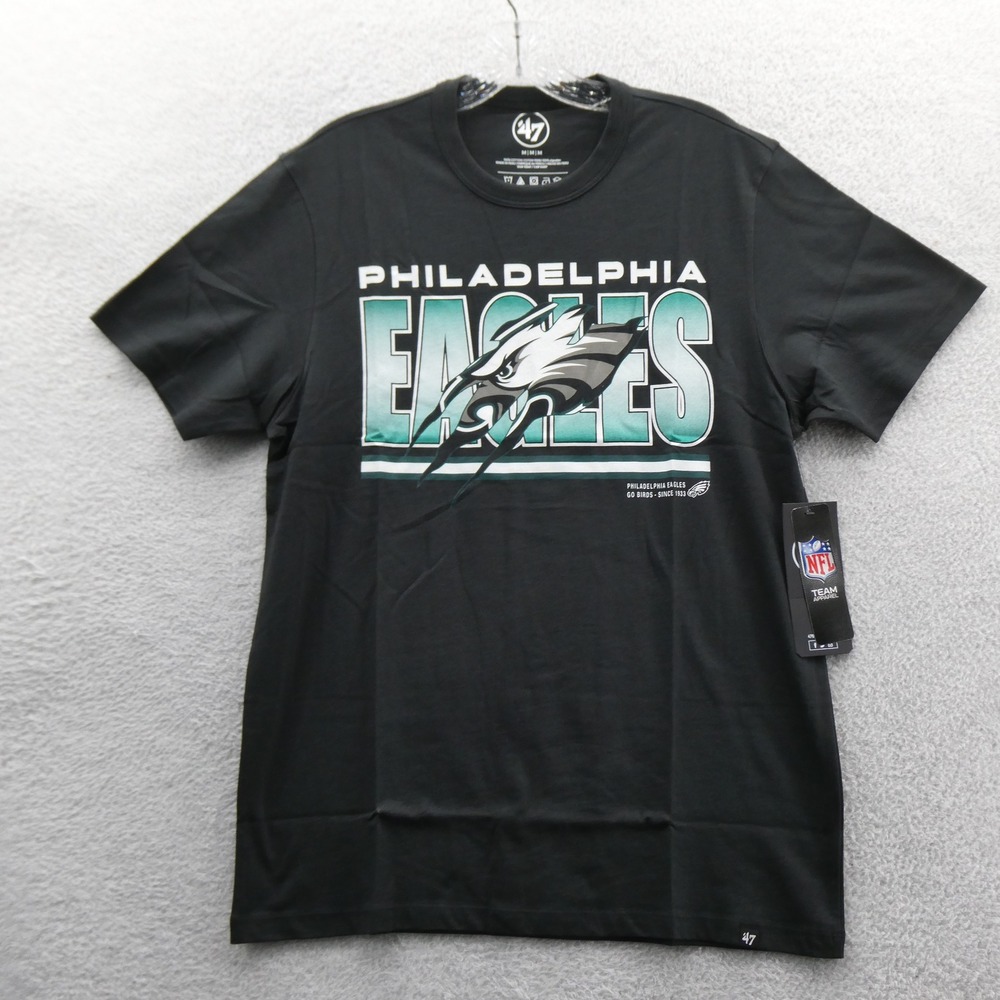 47 Brand Shirt Men Medium Philadelphia Eagles Black NFL Team Apparel Cotton